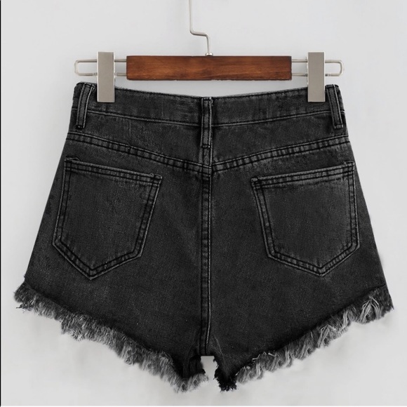 High waisted destressed denim jean shorts - Picture 4 of 5